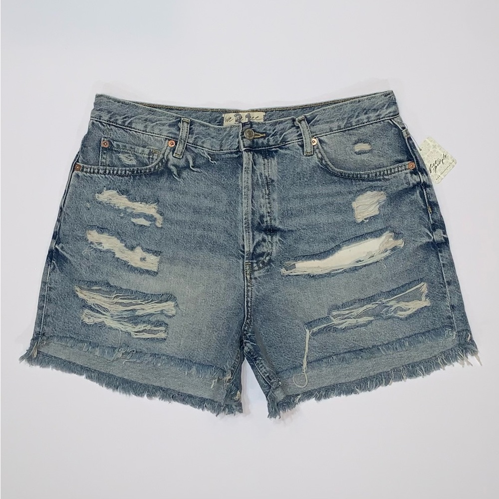 Free People Women’s Maggie Distressed Mid-Rise Denim Jean Shorts-Size 31 New